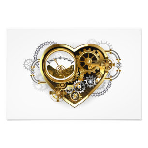 Steampunk Heart med en Manometer Fototryck