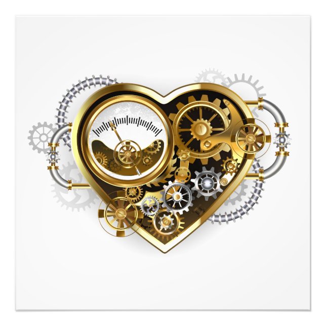 Steampunk Heart med en Manometer Fototryck (Framsidan)