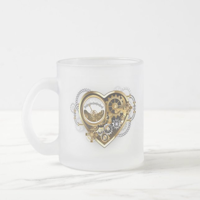 Steampunk Heart med en Manometer Frostad Glasmugg (Vänster)