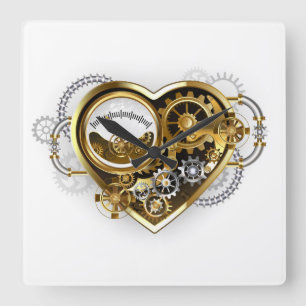 Steampunk Heart med en Manometer Fyrkantig Klocka