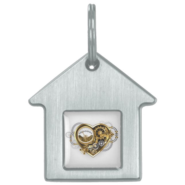 Steampunk Heart med en Manometer ID-bricka Husdjur (Framsidan)