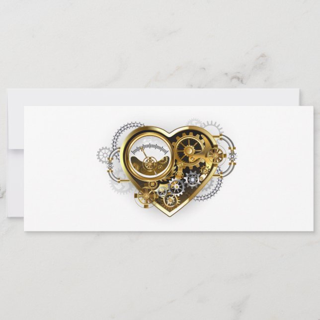 Steampunk Heart med en Manometer Inbjudningar (Framsida)