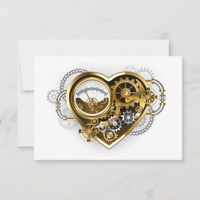 Steampunk Heart med en Manometer Inbjudningar (Framsida)