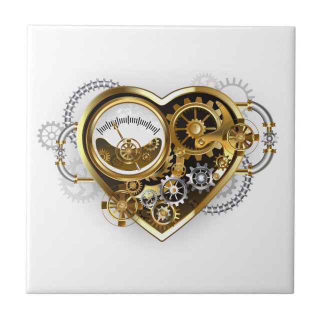 Steampunk Heart med en Manometer Kakelplatta (Framsidan)