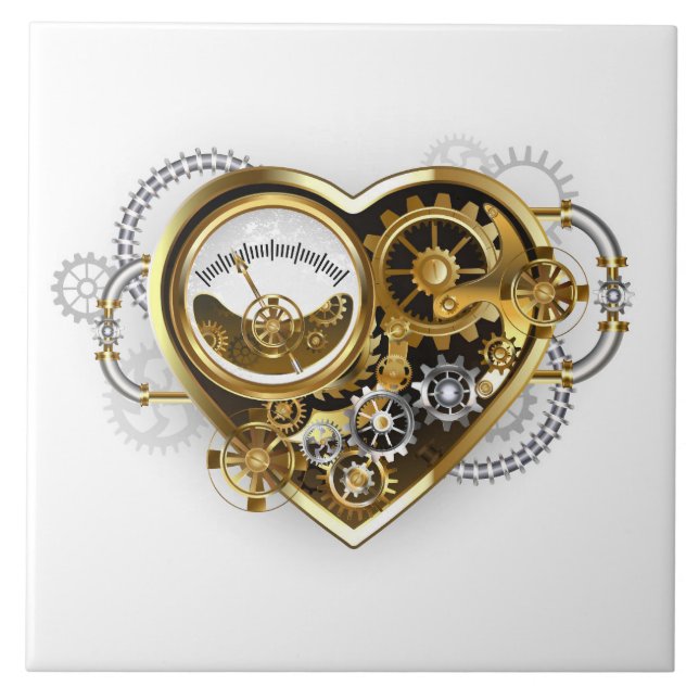 Steampunk Heart med en Manometer Kakelplatta (Framsidan)