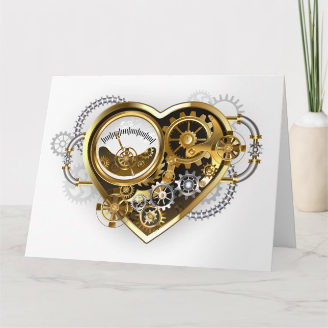 Steampunk Heart med en Manometer Kort (Framsida)