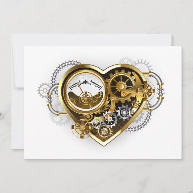 Steampunk Heart med en Manometer Kort (Framsida)
