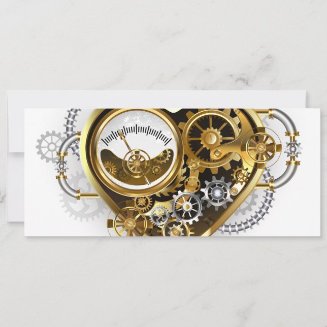 Steampunk Heart med en Manometer Kort (Framsida)