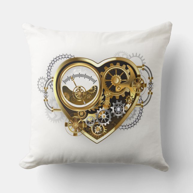 Steampunk Heart med en Manometer Kudde (Framsida)