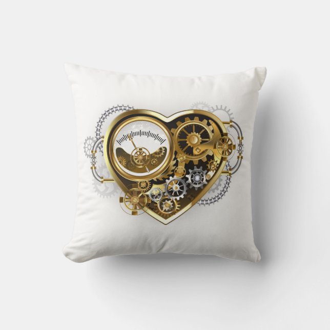 Steampunk Heart med en Manometer Kudde (Framsida)