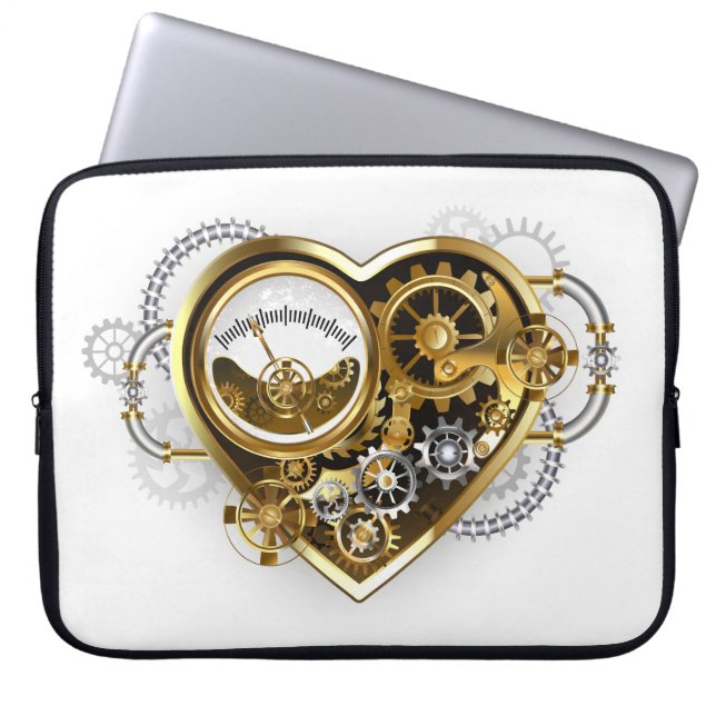 Steampunk Heart med en Manometer Laptop Fodral (Framsidan)