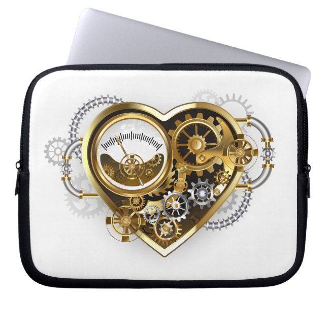 Steampunk Heart med en Manometer Laptop Fodral (Framsidan)