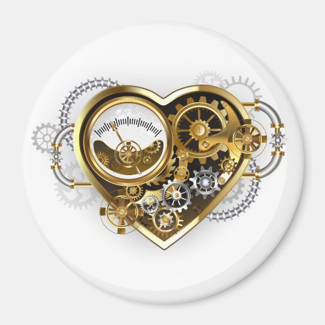 Steampunk Heart med en Manometer Magnet (Framsidan)