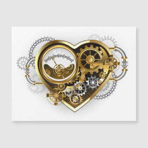 Steampunk Heart med en Manometer Magnetisk Inbjudningskort