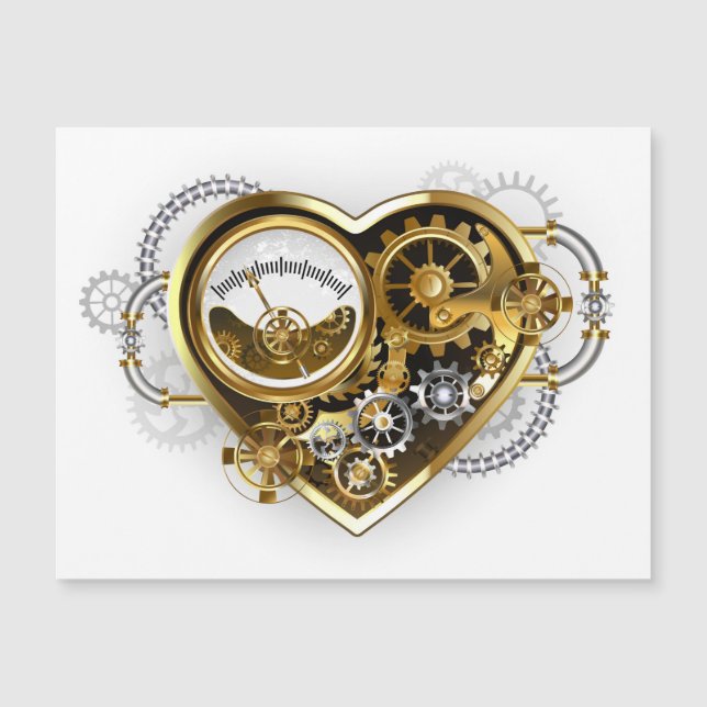Steampunk Heart med en Manometer Magnetisk Inbjudningskort (Framsida)