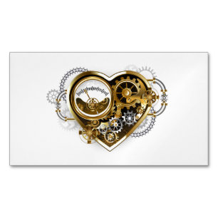 Steampunk Heart med en Manometer Magnetiska Visitkort