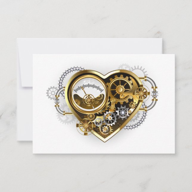 Steampunk Heart med en Manometer Meddelande (Framsida)