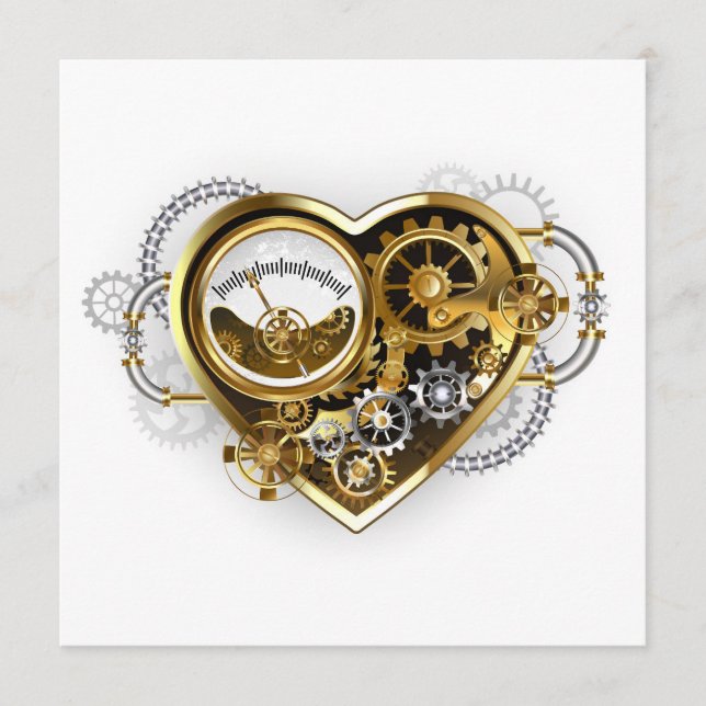 Steampunk Heart med en Manometer Meny (Framsida)