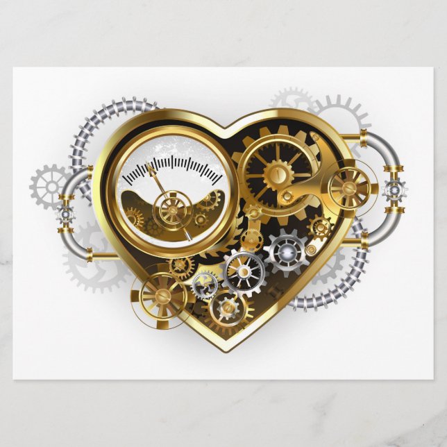 Steampunk Heart med en Manometer Meny (Framsida)