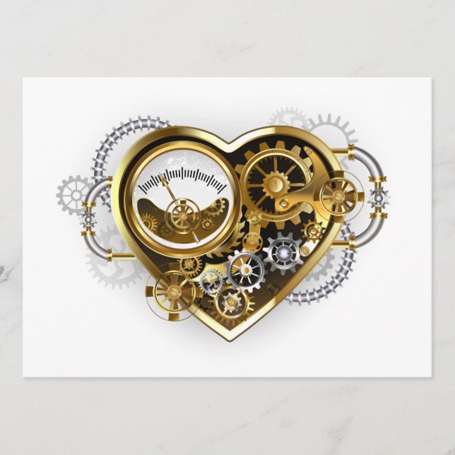 Steampunk Heart med en Manometer Meny (Framsida)