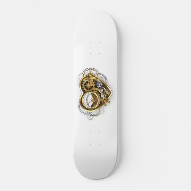 Steampunk Heart med en Manometer Mini Skateboard Bräda 18,5 Cm (Framsida)