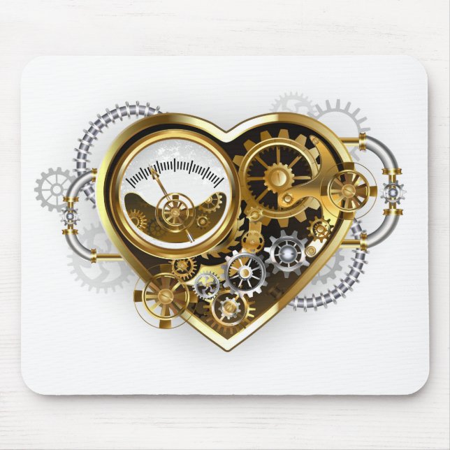 Steampunk Heart med en Manometer Musmatta (Framsidan)