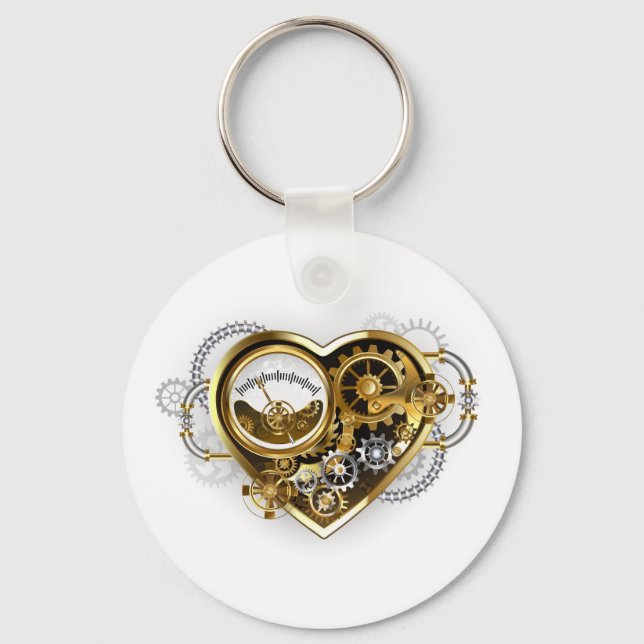 Steampunk Heart med en Manometer Nyckelring (Framsida)