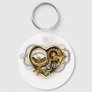 Steampunk Heart med en Manometer Nyckelring