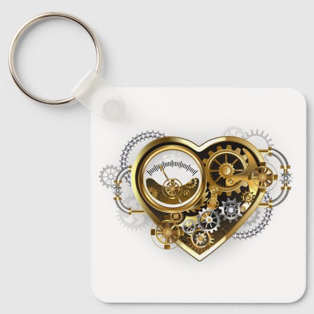 Steampunk Heart med en Manometer Nyckelring (Framsida)