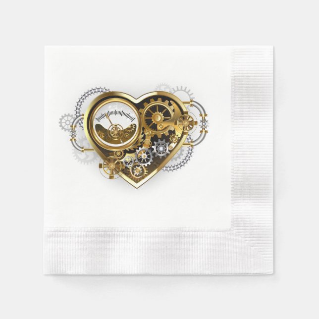 Steampunk Heart med en Manometer Pappersservett (Framsidan)