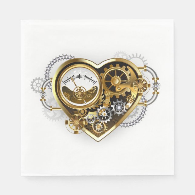 Steampunk Heart med en Manometer Pappersservett (Framsidan)
