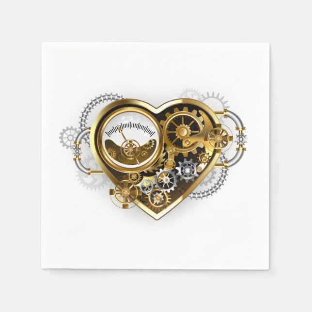Steampunk Heart med en Manometer Pappersservett (Framsidan)