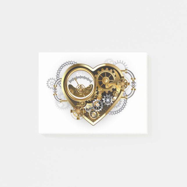 Steampunk Heart med en Manometer Post-it Block (Framsida)
