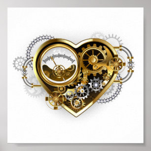 Steampunk Heart med en Manometer Poster