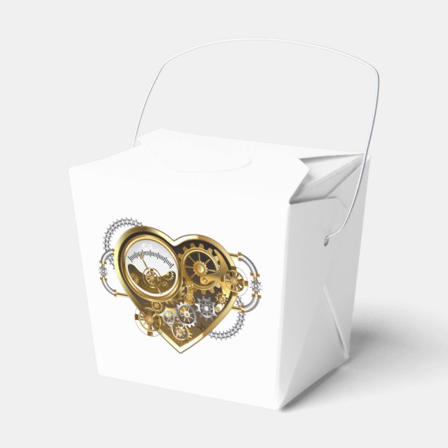 Steampunk Heart med en Manometer Presentaskar (Framsidan Sidan)