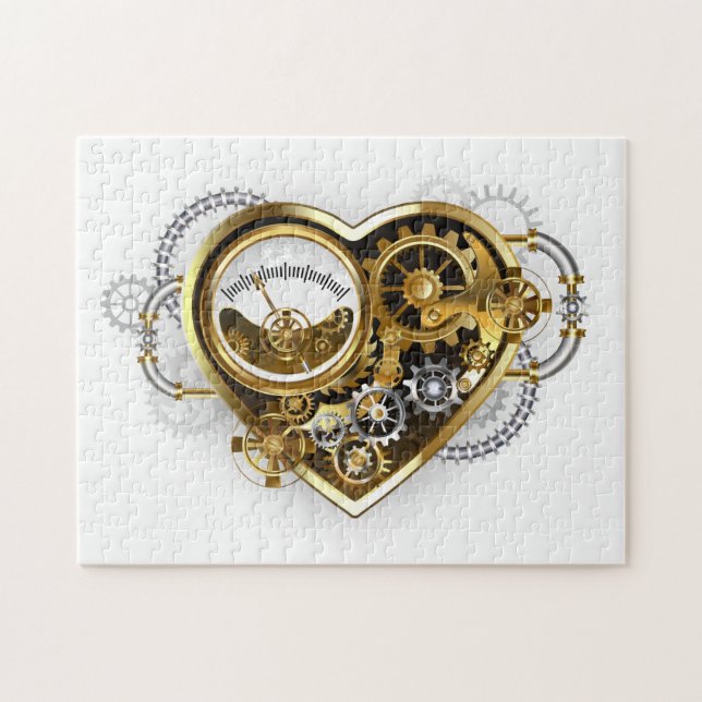 Steampunk Heart med en Manometer Pussel (Horisontell)