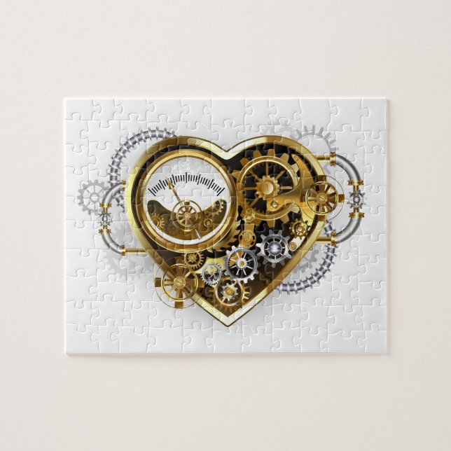 Steampunk Heart med en Manometer Pussel (Horisontell)