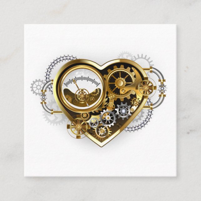 Steampunk Heart med en Manometer Rabattkort (Framsida)