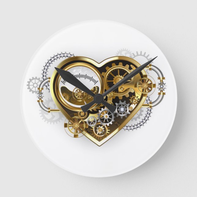 Steampunk Heart med en Manometer Rund Klocka (Framsida)