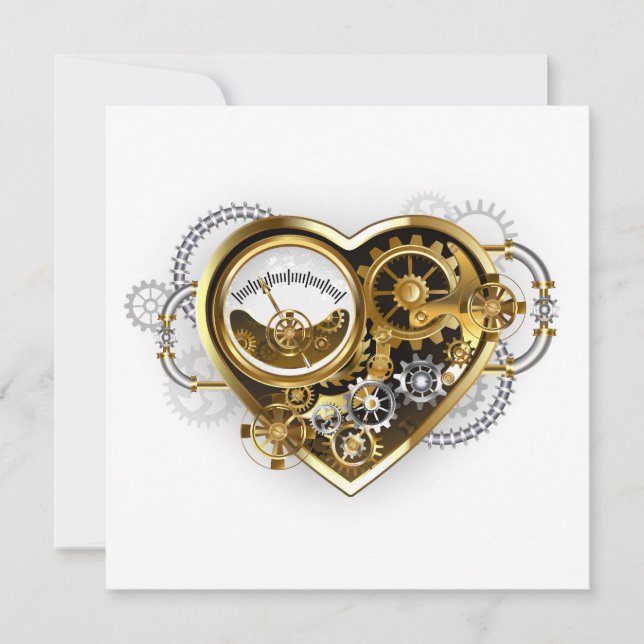 Steampunk Heart med en Manometer Spara Datumet (Framsida)