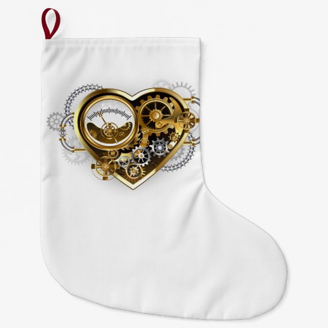 Steampunk Heart med en Manometer Stor Julstrumpa (Framsidan)