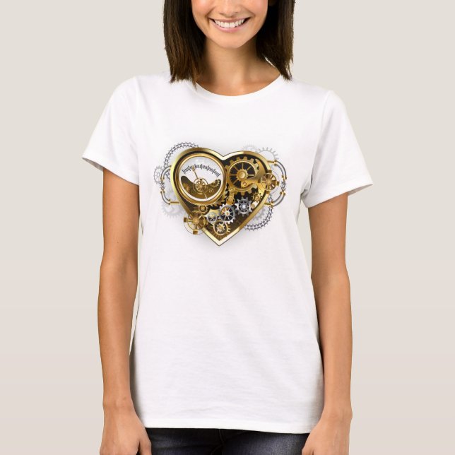 Steampunk Heart med en Manometer T Shirt (Framsida)