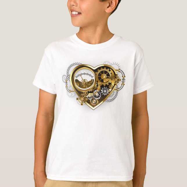 Steampunk Heart med en Manometer T Shirt (Framsida)