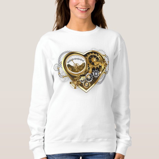 Steampunk Heart med en Manometer T Shirt (Framsida)