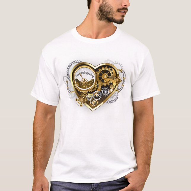 Steampunk Heart med en Manometer T Shirt (Framsida)