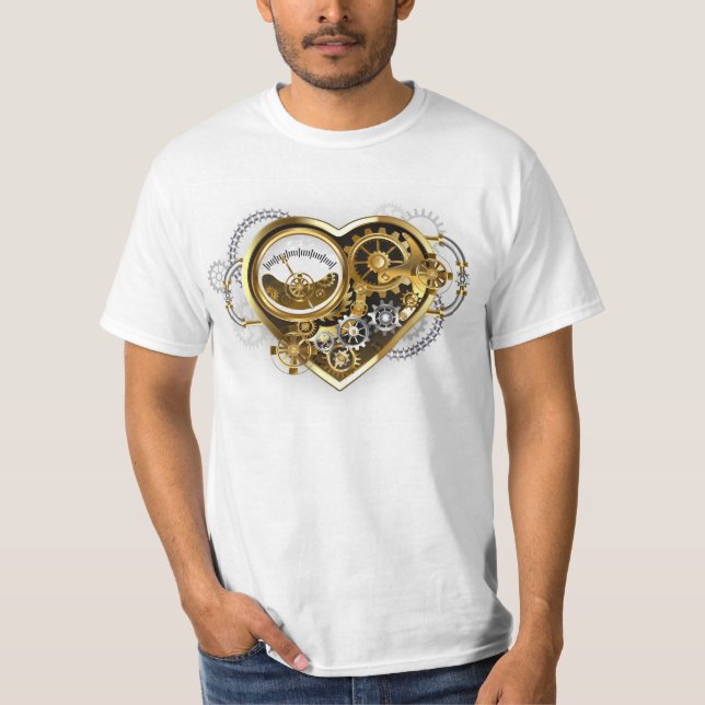 Steampunk Heart med en Manometer T Shirt (Framsida)