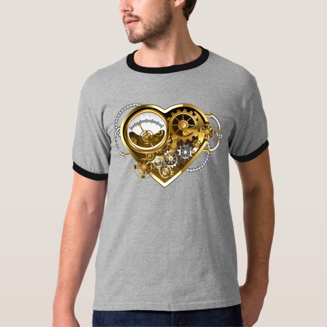 Steampunk Heart med en Manometer T Shirt (Framsida)
