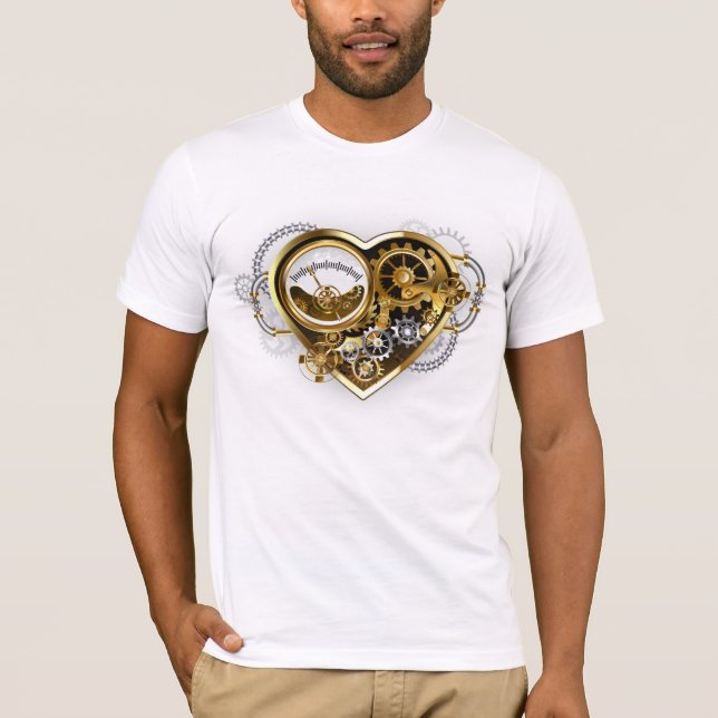 Steampunk Heart med en Manometer T Shirt (Framsida)