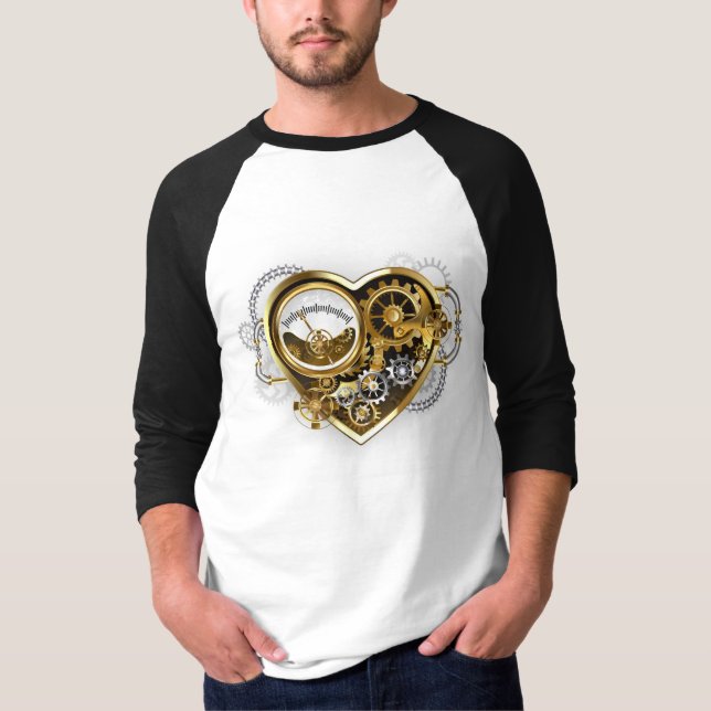 Steampunk Heart med en Manometer T Shirt (Framsida)