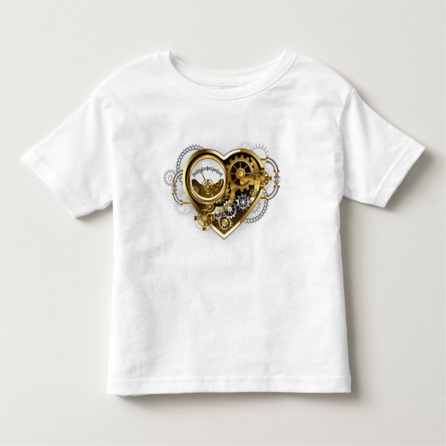 Steampunk Heart med en Manometer T Shirt (Framsida)